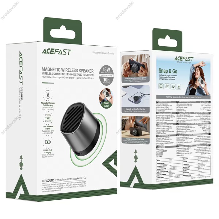 Портативна колонка Bluetooth ACEFAST K8 Go portable wireless speaker BT6.0 TWS Портативна колонка Bluetooth ACEFAST K8 Go portable wireless speaker BT6.0 TWS 5W Black Black